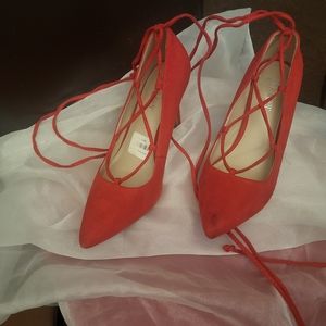 BRASH Red Pumps with Ties